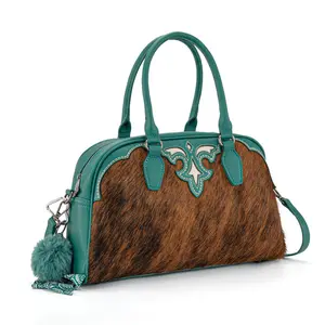Trinity Ranch TR202-S5110TQ Genuine Cowhide Satchel with Zip, Women's Crossbody & Shoulder Bag - Turquoise
