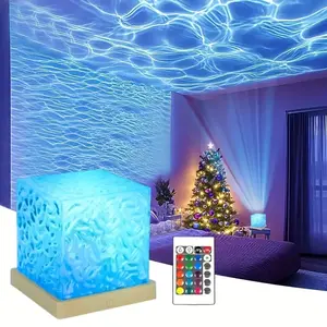 16 Color Changing Ocean Wave RGB Aurora Light Cube - LED Ambient Light Aurora Projector Lamp USB Powered Water Projector with Remote for Bedroom, Living Room Decor, Parties, Bars & Game Rooms, Ambient Led Lighting