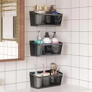 3 Pack Hanging Wall Baskets, Heavy Duty Metal Storage Baskets for Kitchen Pantry Organization, with Adhesive Hooks & Screws, Space-Saving Wire Baskets for Bathroom, Laundry, Closet, Coffee Bar