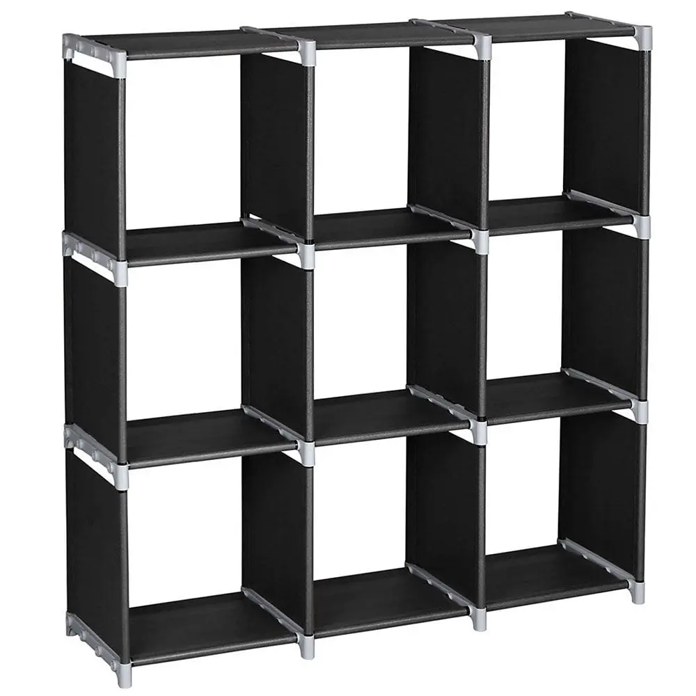 inQ Products D0102HHJ7SG 3-Tier 9 Compartment Storage Cube Closet Organizer Shelf 9 Cubes Bookcase Storage