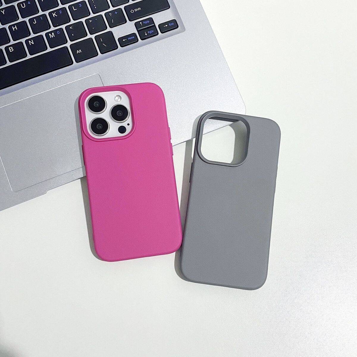 Soft Bumper Matte Phone Case, Faux Leather Texture Anti-Slip Cover, Raised Lip Shockproof Protection with Extra Large Camera Cutout, Universal for iPhone 11/12/13/14/15/16/17 Pro Max/Plus/Air