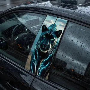 Black Panther Car Door Trim Sticker Vinyl Decoration Personalized Creative Waterproof Durable Car B-pillar Sticker. Automobile Decals Side Decals Automotive Accessories