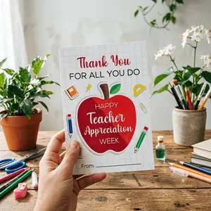 Teacher Appreciation Week Thank You Gift Tags Cards, Positive Message Card, 5 Pcs, Suitable for Elementary/middle School Teacher-Student Interaction Decorations