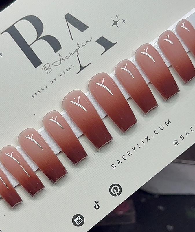 Brown Ombré  press ons | Springpress on nails | Handmade Press On Nails
