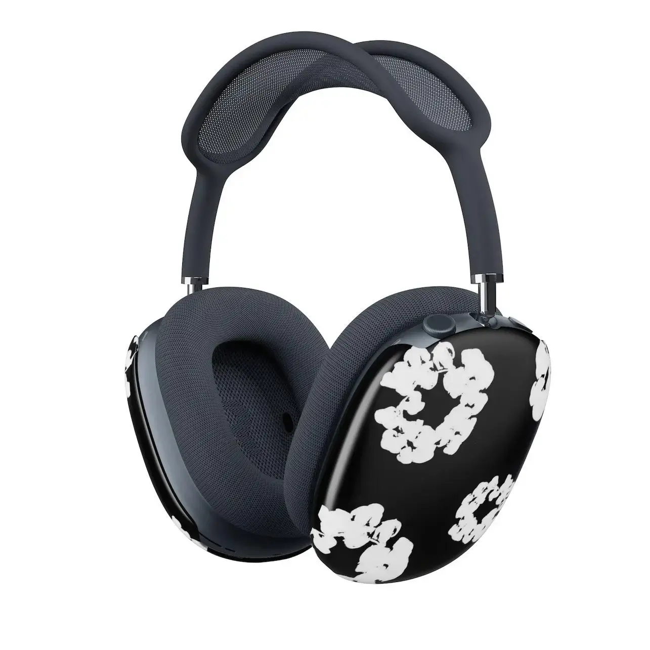 AirPod Max Over-Ear Headphone Case - Vintage Denim Monochrome Floral Black White Headphone Accessories, Effortlessly Cool Gift for Creatives