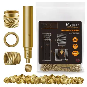 M3 Heat-Set Threaded Inserts with Insert Tip, Heat Set Insert for  Printing Components and Plastic  with Soldering Iron Press Tool - Brass Metric Knurled Nuts (100 Pieces)