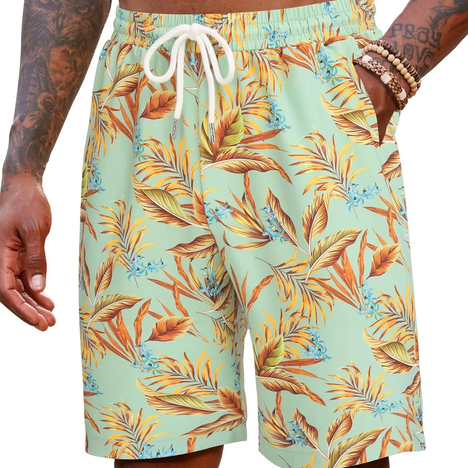 Green&golden Tropical Print