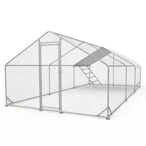 CHIKENCOOP Chicken Coop Large Metal Chicken House Pen Outdoor for 40 Chickens Poultry Cage with Waterproof Cover for Rabbits Duck Walk-in Chicken Runs for Yard with Cover Outdoor tiktokshopspringglowup