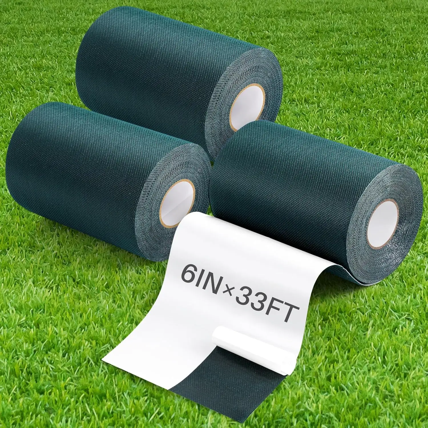 3 Rolls 6 in x 33 ft Artificial Turf Tape Artificial Grass Self Adhesive Turf Seam Tape for Artificial Lawn Carpet Jointing, Indoor Outdoor Rug, Pet Grass Mat Connecting