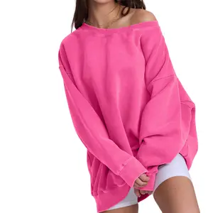 【US Shipping】Hatant Pullover for Women One shoulder Stylish Street off the shoulder tops off shoulder sweaters  Fashion with Soft Batwing Sleeves and Big Round Neck Breathable and Comfortable christmas Casual Sweatshirt oversized