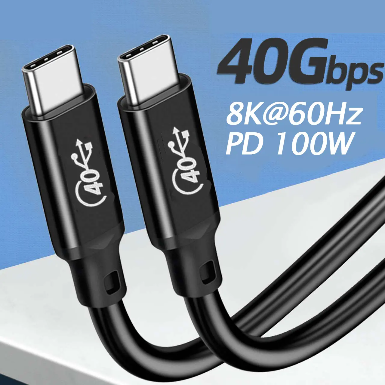 USB4 Cable 40Gbps 100W 8K Type C Fast Charging Thunderbolt 3 USB 4.0 USB C to C Data Transfer Cable For laptop