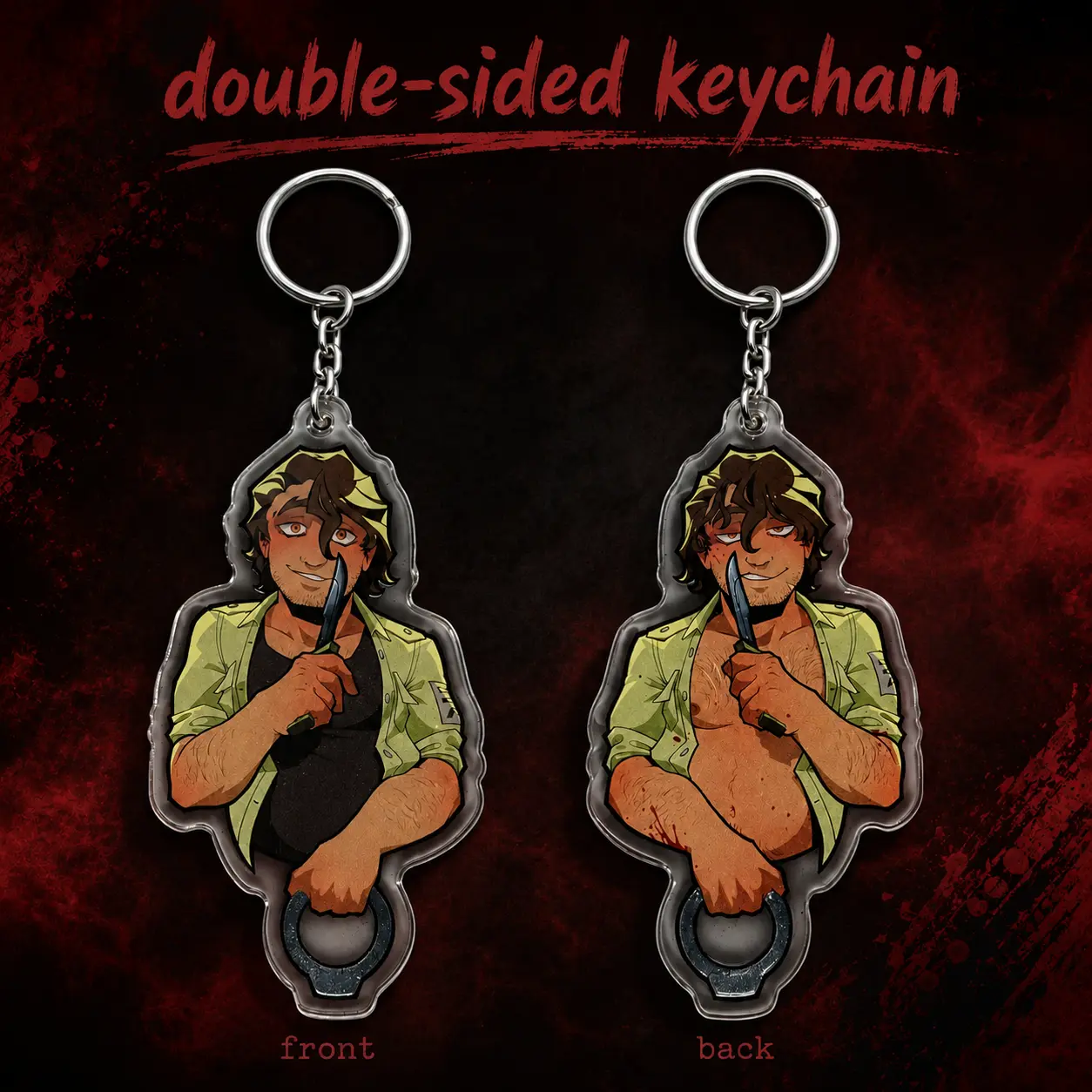 Boyfriend to Death Strade Keychain – BTD YKMET Double-Sided Acrylic Keychain, Strade Character Charm, Horror Visual Novel Fan Gift