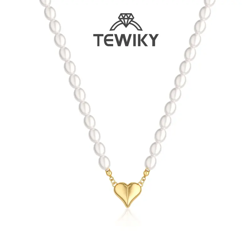 Tewiky Gold Irregular Cross Pearl Pendant Necklace for Women, OT Toggle Clasp Round Box Chain Necklace For Black Friday Christmas