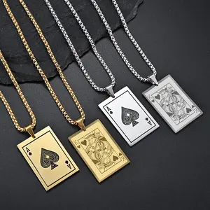 New Hip-Hop Retro Playing Card Ace of Spades & King of Hearts Pendant Necklace | Hip-Hop Style | Retro Style | Fashion Accessory | Trendy Accessory | Party Jewelry | Daily Decoration | Holiday Gift | Gifting Selection |