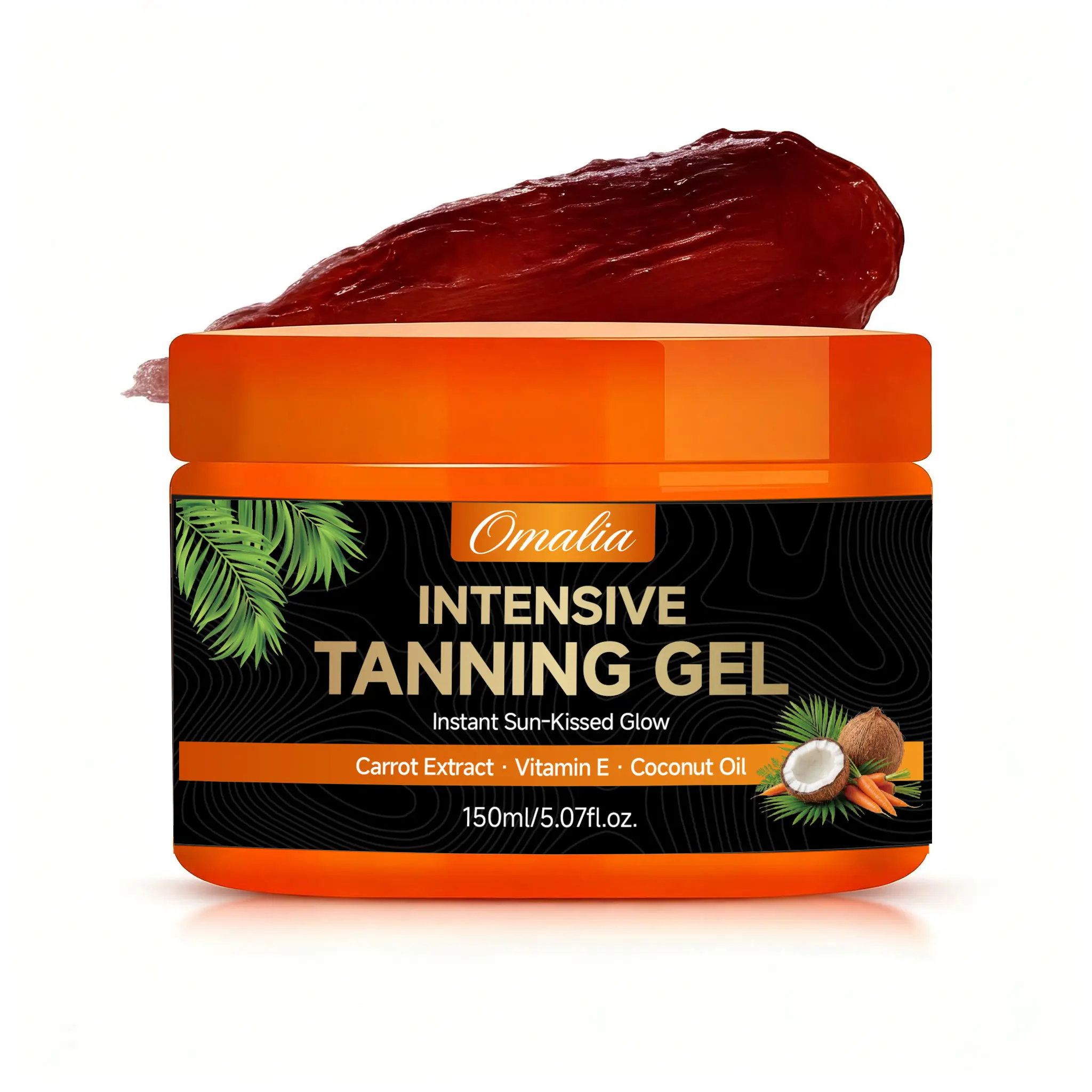Omalia Intensive Tanning Gel –  Browning Tan Accelerator | Non-Greasy, Water-Resistant with Carrot and Coconut Oil | Vitamin A & E For Moisture & Hydration | Made in Greece | 5 Fl Oz