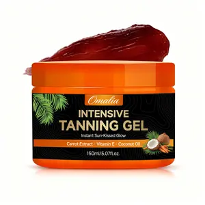 Omalia Intensive Tanning Gel –  Browning Tan Accelerator | Non-Greasy, Water-Resistant with Carrot and Coconut Oil | Vitamin A & E For Moisture & Hydration | Made in Greece | 5 Fl Oz