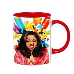 Hip Hop Mug Shots Classic Caricature Ceramic Mug with Color Handle/Rim