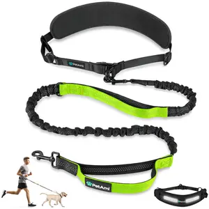 PetAmi Heavy Duty Hands Free Dog Leash, Adjustable Waist Belt for Large Dog Walking Up to 125 lbs, Bungee Leash for Pet Running, Hiking, Reflective Safety for Jogging, Biking