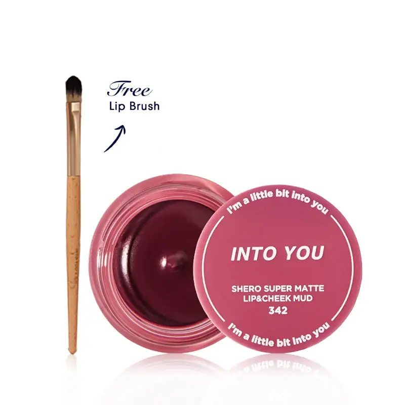 ITY Lip & Cheek Mud, Long-Lasting Matte Stain, Smudge-Resistant Colored Pigment Makeup, Lightweight Mousse Texture for All Skin Types - 5g / 0.17oz with Brush