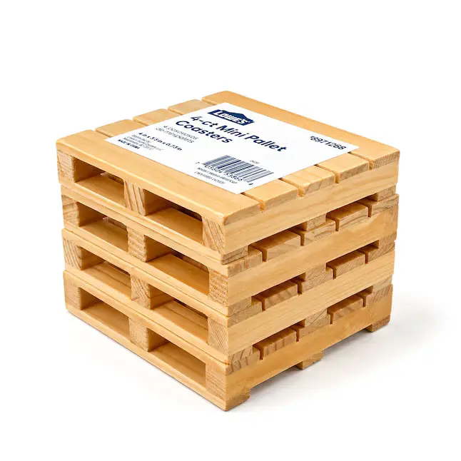 Lowe's Mini Pallet 4 -Pack Brown Wood Rectangle Coasters
