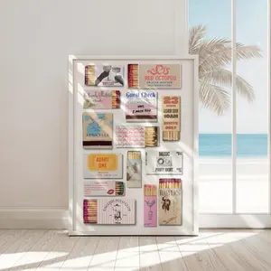 Vintage custom matchbook art, matchbook print, Retro Matchbox, bar cart wall art, guest check wall art, dinner party poster