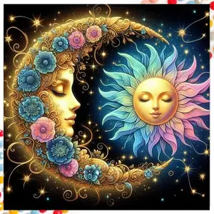 Sun & Moon Pattern DIY Diamond Arts Colorful Painting Kit, DIY 5D Diamond Arts Colorful Painting Kit, Wall Art Decor for Home, Crafts, Diamond Painting Kits