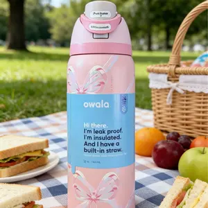 Owala FreeSip 32oz Pink White Bow Insulated Bottle - Sweet Girly Style, Portable & Leak-Proof for Student Campus Use