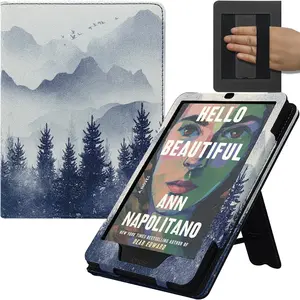 Stand Case for 7"/6.8" Kindle Paperwhite (12th/11th Generation-2024/2021) and Kindle Colorsoft Signature Edition, PU Shell Cover with Auto-Sleep/Wake Double Hand-held (Forest Mountains)