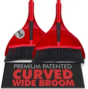 Da Vinci House Broom Combo - 2 Pack with 52-inch Steel Telescopic Pole & 15-inch Dustpans for Pet Hair Dust Debris Cleaning