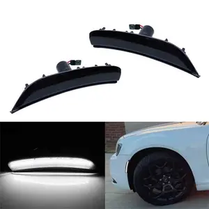 Smoked Lens White  LED Front Side Marker Lamps Lights For Chrysler 200 2015 2016 2017 Replace OEM # 68206449AA, 68206450AA