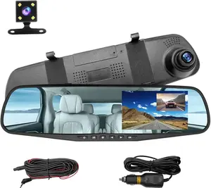 Mirror Dash Cam for Car, ."Backup Smart Rearview Mirror Camera, Waterproof HD P Front and Rear Wide Angle, Support Dual Cameras, Night Vision, Parking Assistance & Loop Record