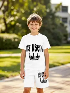 Boys' 3D Short Sleeve Set, Delulu Printed Tiktok Trendy Kids Casual Two-Piece, Perfect for Outdoor Activities, Holiday Gifts, Birthday Presents