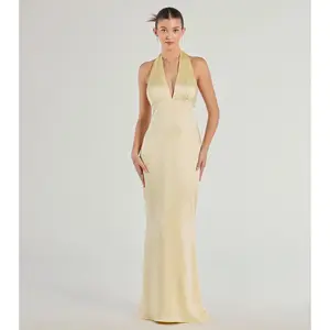 Erika Halter Satin Column Formal Dress