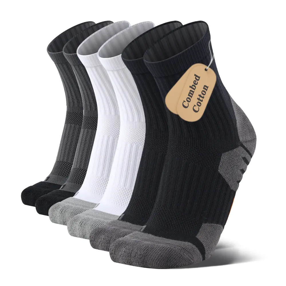 Men's Sports Socks Mid-Calf Length Cotton Terry Bottom Thickened Wear-Resistant Breathable Anti-Slip Shock-Absorbing Autumn Winter for Marathon Running Basketball
