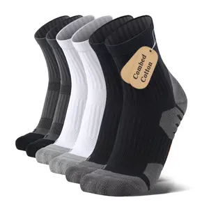 Professional sports socks for men mid-calf length cotton terry bottom thickened men's autumn and winter marathon running basketball socks wear-resistant  breathable  anti-slip  shock-absorbing