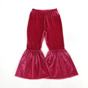 Hot Pink velvet Print Bell Pants bottoms Girls Pants