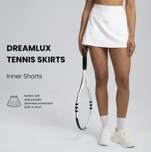Colorfulkoala Women's Dreamlux Tennis Skirt High Waisted Athletic Golf Casual Skirts Built-in Shorts with Pockets