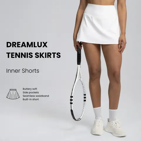 Colorfulkoala Women's Dreamlux High-Waisted Fitted Above-the-Knee Active Performance Skort - Sports Skort with Built-in Shorts, Pockets, Tennis Attire for Gym Workout Apparel, Skirts for Women