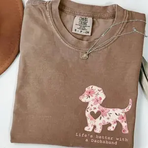 Comfort Colors Dachshund Shirt, Floral Doxie Mom Shirt, Cute Doxie T-Shirt, Doxie Mama Shirt, Dog Mama Gift For Dog Owner