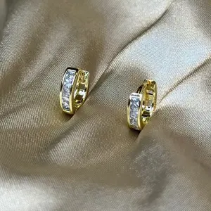 Mini Baguette Huggie Earrings
