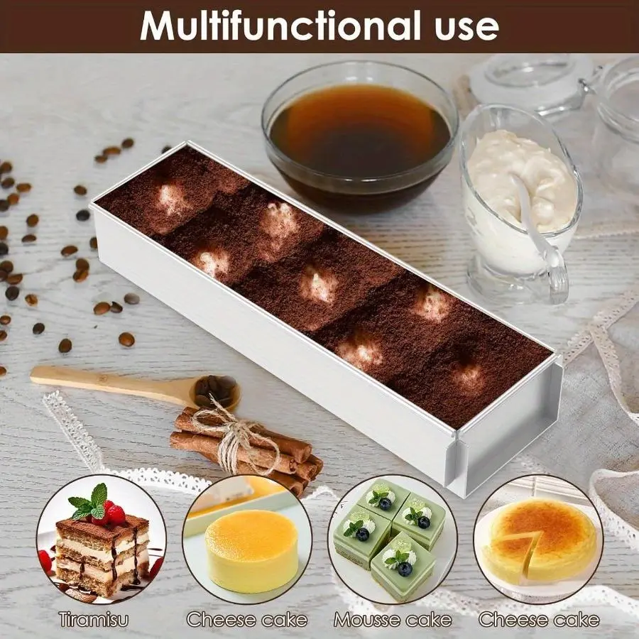 3pcs/ 1pc, detachable side cover rectangular cake mold, oven cake tray, tiramisu cheese chiffon cake, non-stick aluminum  cake tray, reusable, easy to clean