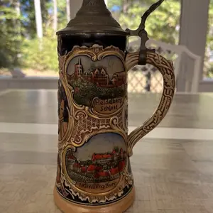 Pinnacle Peak Trading Siegfrieds Departure 3D Dragon Pewter Lid .75 L Stein by King Werks Handcrafted German Beer Stein