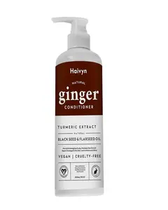 Haivyn Natural Ginger Conditioner with Turmeric, Black Seed, and Flaxseed Oils for Healthy Scalp and Lustrous Hair, 10 oz, White Haircare Shampoo Keratin Luxury