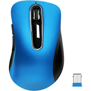 2.4G Portable  , 1200 DPI Mobile Optical Cordless Mice with USB Receiver for Computer, Laptop, PC, Desktop, MacBook, 5 Buttons, Blue
