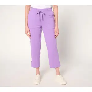 Sport Savvy Regular French Terry Capri Pant with Button Tab Hem