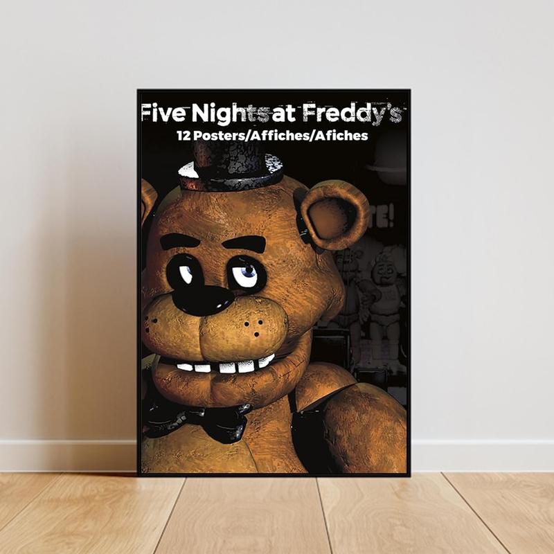 Five Nights at Freddy's Poster Freddy Wall Poster for Kids Room Bedroom Decor Game Lovers Canvas Art Print Ideal Birthday Gifts for Boys Girls