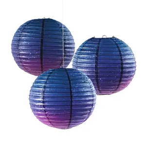 12" Galaxy Print Hanging Paper Lanterns - 3 Pc.