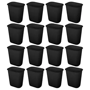 Sterilite 3 Gallon Rectangular Wastebasket Small Home Trash Bin, 16 Pack, Black