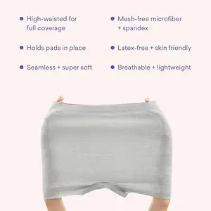 PurComfy Postpartum Disposable Underwear (10ct, pack of 1) High-Waisted Seamless Boyshorts for Moms, Grey, Waist 28"-42", After birth, Postpartum Essentials