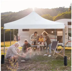 10x10 FT Pop Up Canopy Tent with Slant Legs and Carrying Bag, Easy Setup Outdoor Shelter for Patio, Garden, Beach, White